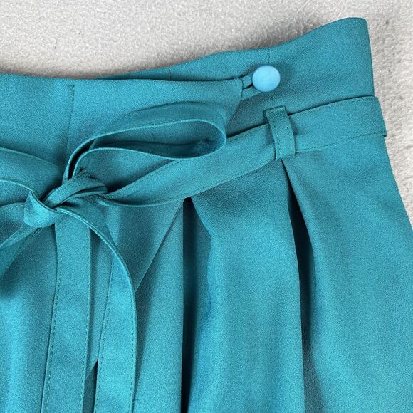 Valerie Villacampa Pleated Lantern Trousers Women’s 1 Blue Green Belted Wide Leg - Picture 4 of 16